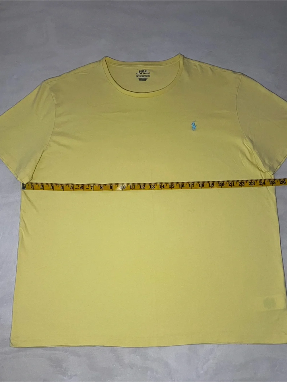 Polo Ralph Lauren Men’s T-Shirt XXL Yellow Crewneck Blue Embroidered Pony Cotton